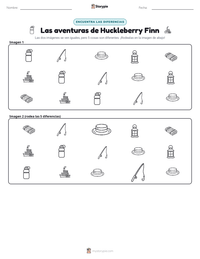 Vista previa de la hoja de trabajo imprimible de Las aventuras de Huckleberry Finn