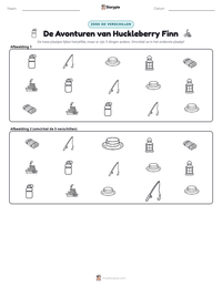 De Avonturen van Huckleberry Finn afdrukbare werkblad voorbeeld