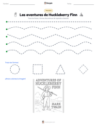 Vista previa de la hoja de trabajo imprimible de Las aventuras de Huckleberry Finn