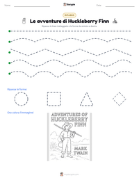 Anteprima della scheda stampabile di Le avventure di Huckleberry Finn