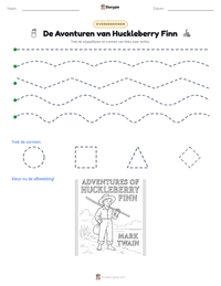 De Avonturen van Huckleberry Finn afdrukbare werkblad voorbeeld