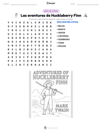 Vista previa de la hoja de trabajo imprimible de Las aventuras de Huckleberry Finn