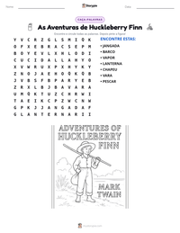 Prévia da folha de atividades imprimível As Aventuras de Huckleberry Finn