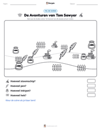 De Avonturen van Tom Sawyer afdrukbare werkblad voorbeeld