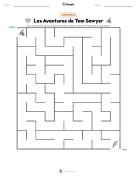 Aperçu de la feuille de travail imprimable Les Aventures de Tom Sawyer