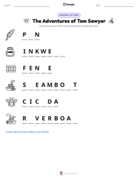 The Adventures of Tom Sawyer printable worksheet preview