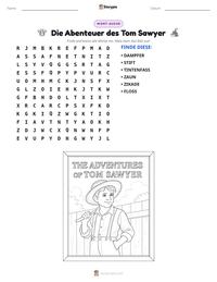 Die Abenteuer des Tom Sawyer druckbare Arbeitsblatt Vorschau