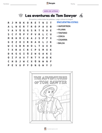 Vista previa de la hoja de trabajo imprimible de Las aventuras de Tom Sawyer