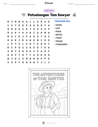 Prabaca lembar kerja cetak Petualangan Tom Sawyer
