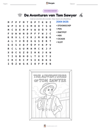 De Avonturen van Tom Sawyer afdrukbare werkblad voorbeeld