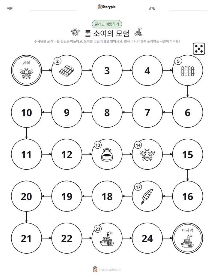 주사위 굴리고 이동하기 게임