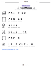 Henri Matisse printable worksheet preview