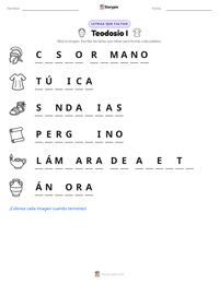 Vista previa de la hoja de trabajo imprimible de Teodosio I