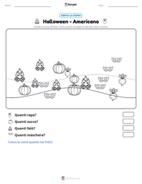 Anteprima della scheda stampabile di Halloween - Americano