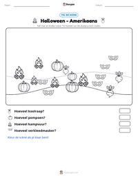 Halloween - Amerikaans afdrukbare werkblad voorbeeld