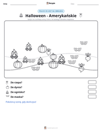 Podgląd drukowalnego arkusza ćwiczeń Halloween - Amerykańskie