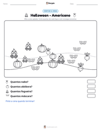 Prévia da folha de atividades imprimível Halloween - Americano