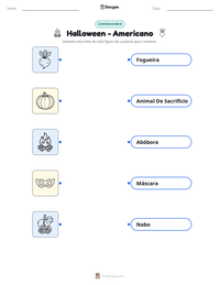 Prévia da folha de atividades imprimível Halloween - Americano