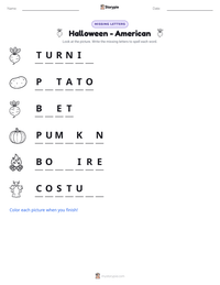 Halloween - American printable worksheet preview