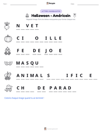 Aperçu de la feuille de travail imprimable Halloween - Américain