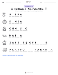 Podgląd drukowalnego arkusza ćwiczeń Halloween - Amerykańskie