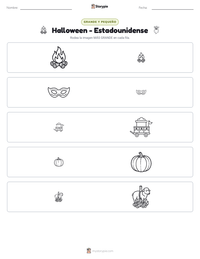 Vista previa de la hoja de trabajo imprimible de Halloween - Estadounidense