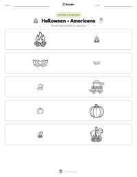 Prévia da folha de atividades imprimível Halloween - Americano