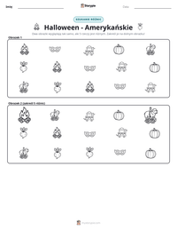 Podgląd drukowalnego arkusza ćwiczeń Halloween - Amerykańskie