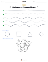 Vista previa de la hoja de trabajo imprimible de Halloween - Estadounidense