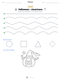 Anteprima della scheda stampabile di Halloween - Americano