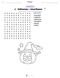 Halloween - Amerikaans afdrukbare werkblad voorbeeld