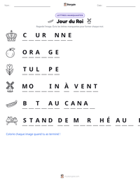 Aperçu de la feuille de travail imprimable Jour du Roi