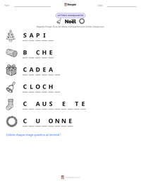 Aperçu de la feuille de travail imprimable Noël