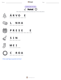 Prévia da folha de atividades imprimível Natal