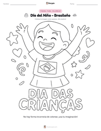 Vista previa de la hoja de trabajo imprimible de Día del Niño - Brasileño