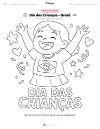 Prévia da folha de atividades imprimível Dia das Crianças - Brasil