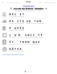 Aperçu de la feuille de travail imprimable Journée des Enfants - Brésilien