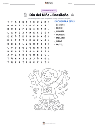 Vista previa de la hoja de trabajo imprimible de Día del Niño - Brasileño