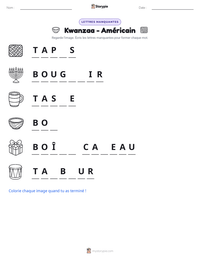 Aperçu de la feuille de travail imprimable Kwanzaa - Américain