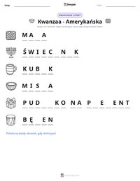 Podgląd drukowalnego arkusza ćwiczeń Kwanzaa - Amerykańska