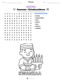 Vista previa de la hoja de trabajo imprimible de Kwanzaa - Estadounidense