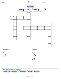 Podgląd drukowalnego arkusza ćwiczeń Wszystkich Świętych