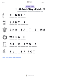 All Saints' Day - Polish printable worksheet preview