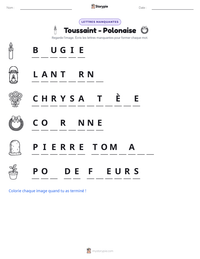 Aperçu de la feuille de travail imprimable Toussaint - Polonaise
