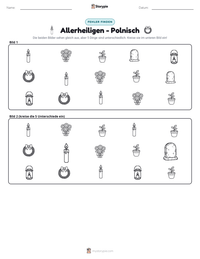 Allerheiligen - Polnisch druckbare Arbeitsblatt Vorschau