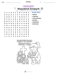 Podgląd drukowalnego arkusza ćwiczeń Wszystkich Świętych