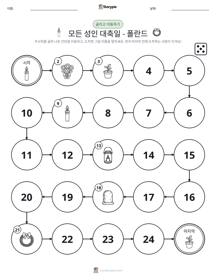 주사위 굴리고 이동하기 게임