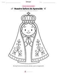 Vista previa de la hoja de trabajo imprimible de Nuestra Señora de Aparecida