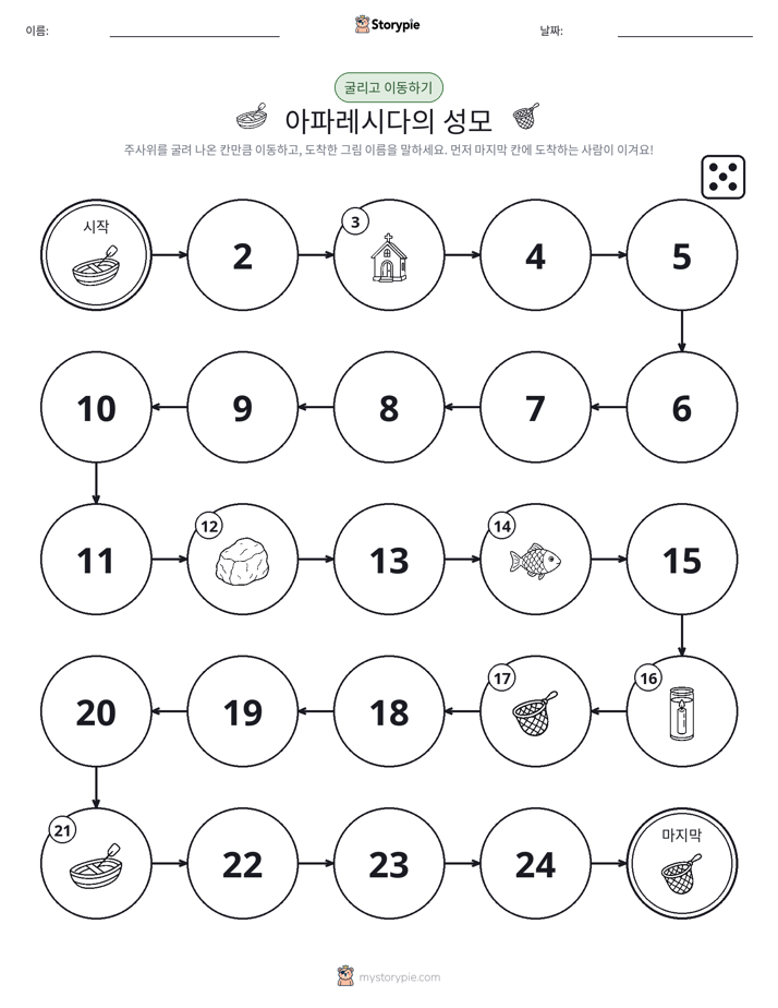 주사위 굴리고 이동하기 게임