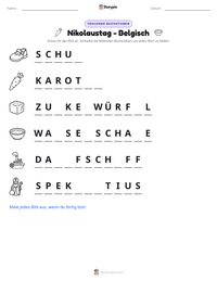 Nikolaustag - Belgisch druckbare Arbeitsblatt Vorschau